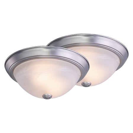 Vaxcel Twin Pack 13-in W Brushed Nickel Flush Mount Ceiling Light Fixture White Glass CC45313BN